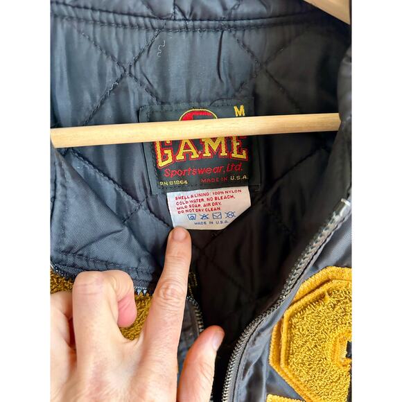 Vintage Black and Gold Men's Letterman Jacket Size Medium | Oversized Jacket - Picture 4 of 10